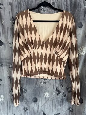 NIB FOREST INK HARLEQUIN V NECK TOP SZ 2X